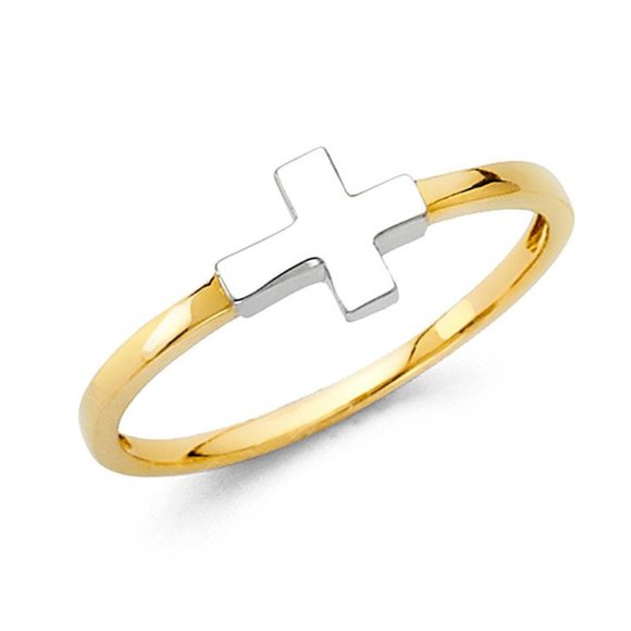 New Cross 14K yellow Gold Ring sizes 3 4 5 6 7 8 9